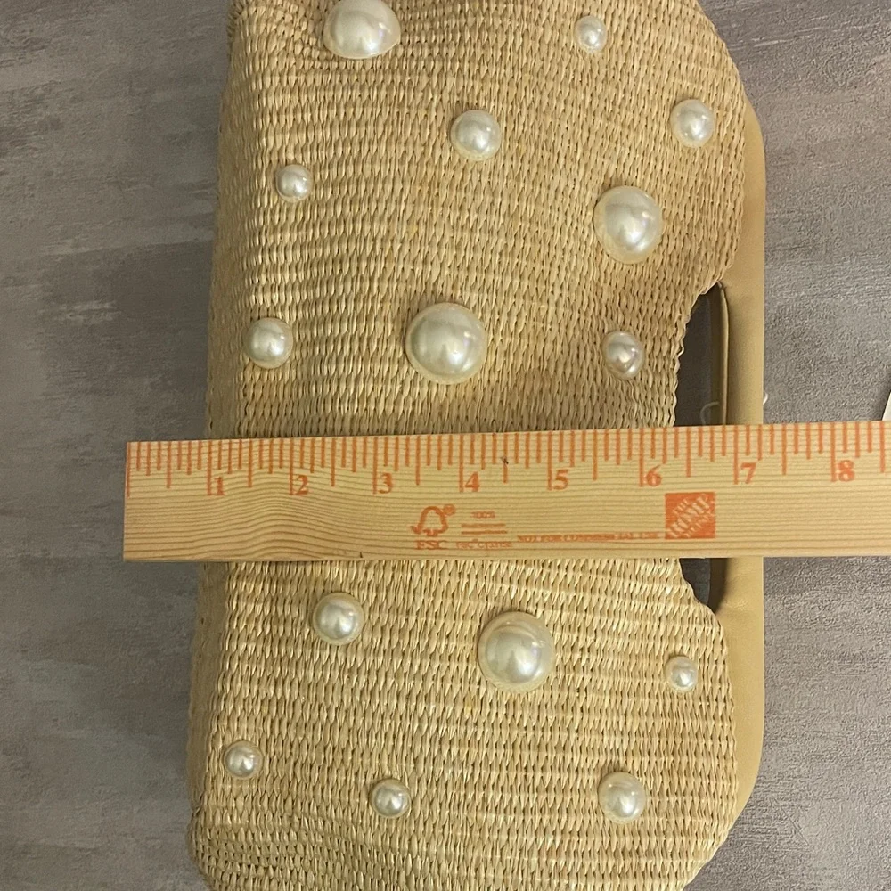 Pearl-Embellished Straw Clutch Bag in Natural - Picture 6 of 9